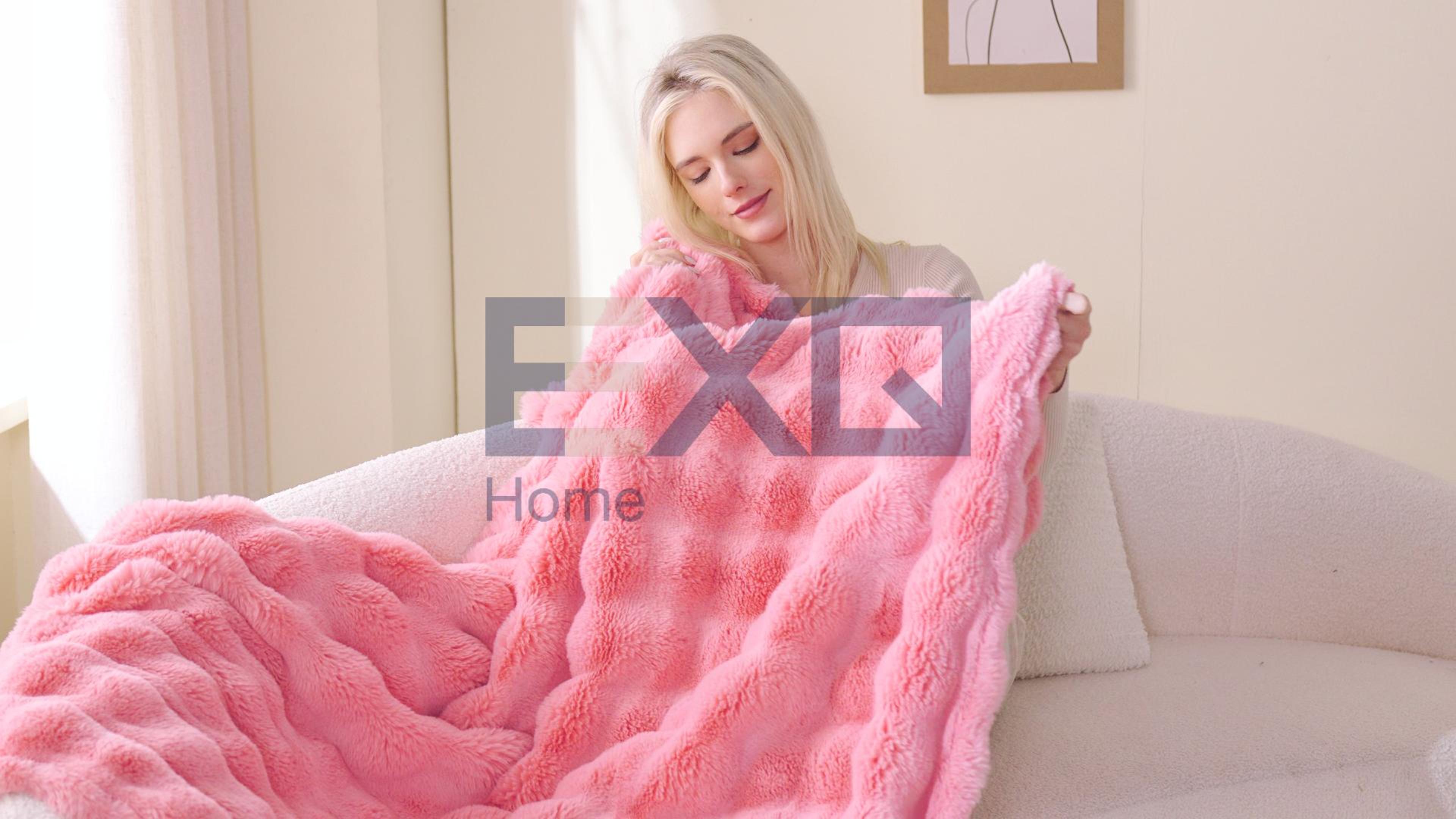 Amazon.com: EXQ Home Rabbit Faux Fur Throw Blanket for Couch,Soft